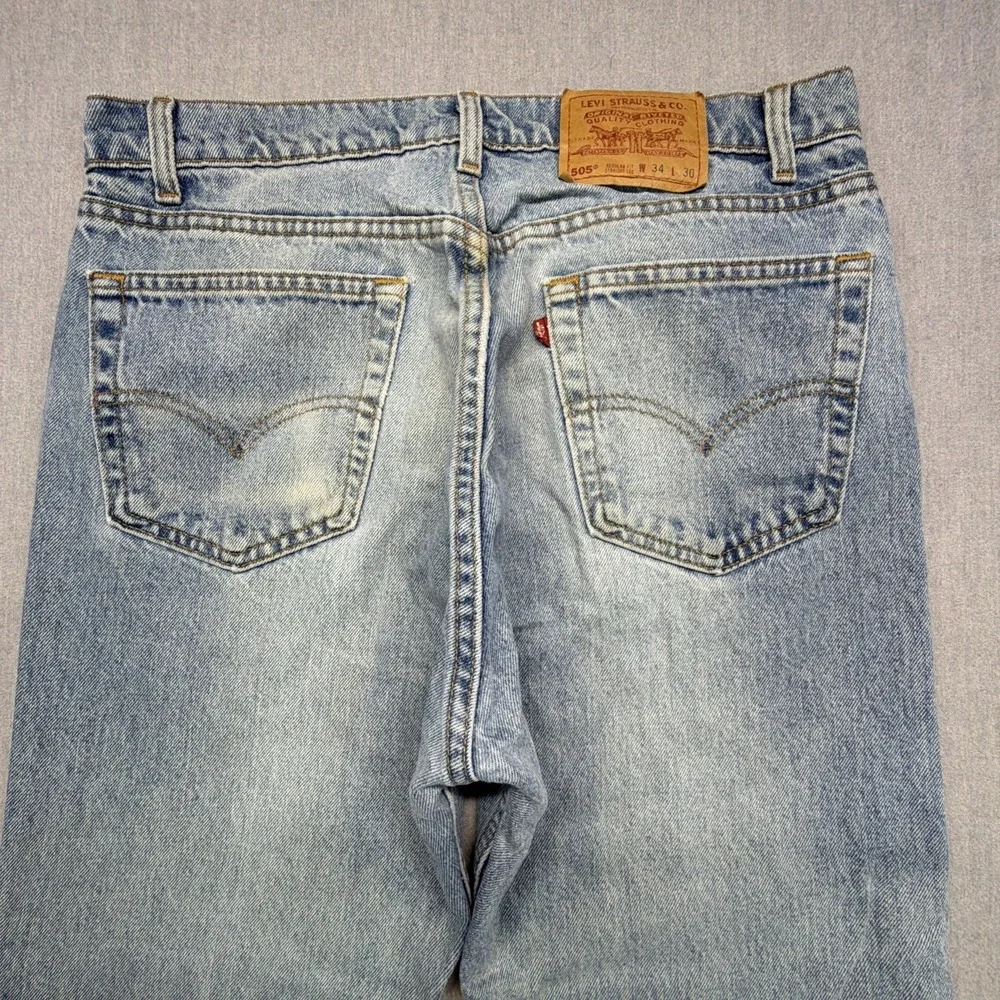 VTG 90s Levi's 505 Blue Straight Jeans Mens 34x30 (Fits 32x27) Made in USA